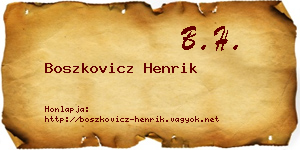 Boszkovicz Henrik névjegykártya